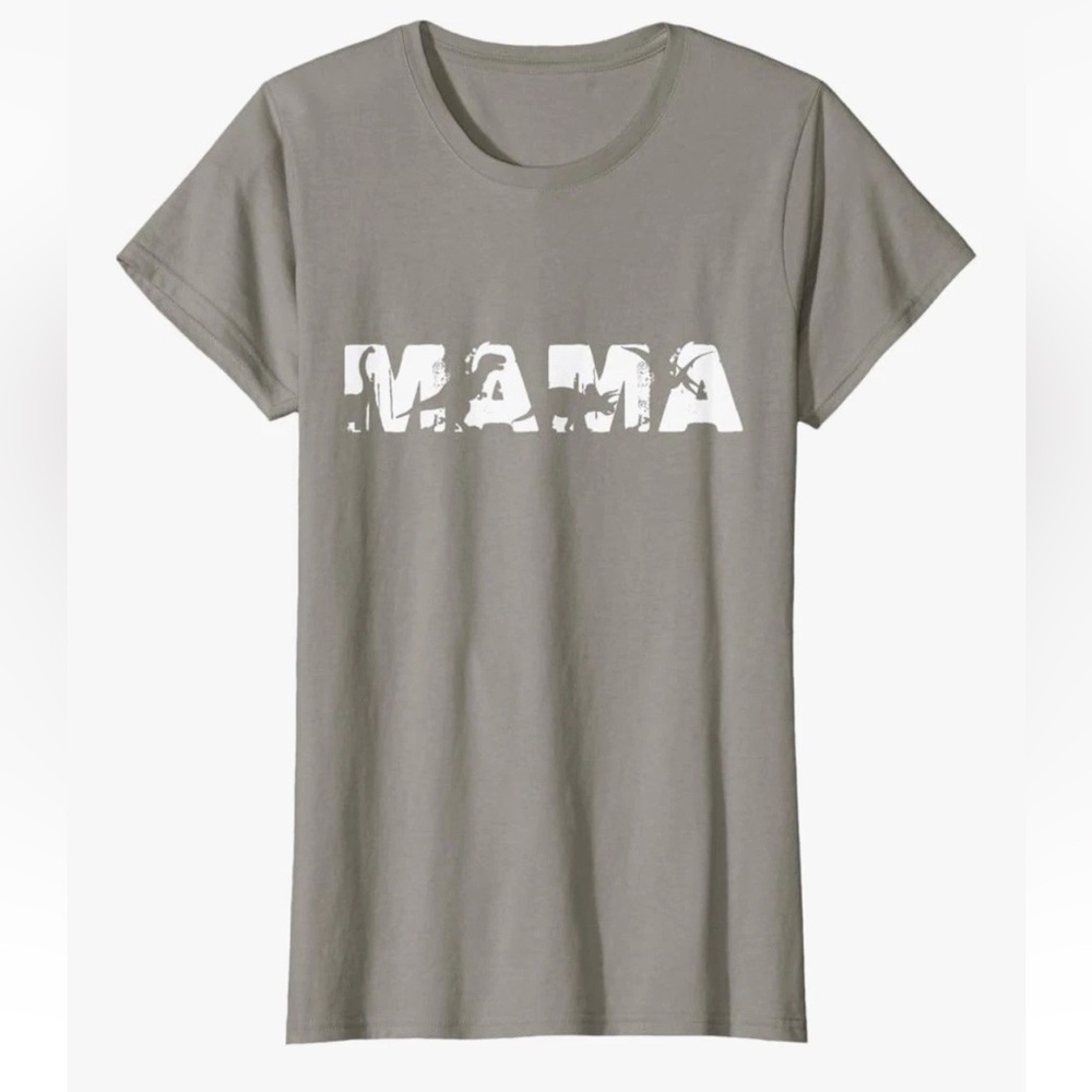 Women’s Dinosaur MAMA Funny T rex T-Shirt Grey XL Top Prehistoric Twist